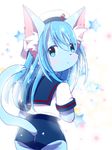  blue_eyes blue_fur blue_hair cat clothing cute feline female fur hair kemono long_hair mammal school_uniform schoolgirl けもりぼん 