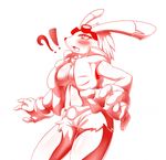  2015 ?! anthro big_breasts blush breasts cleavage clothed clothing crossgender eyewear female fur gloves goggles hair king_kazuma lagomorph long_hair mammal navel open_mouth plain_background shorts skimpy solo summer_wars tailzkim teeth tongue torn_clothing tuft white_background white_fur white_hair 