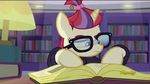  2015 animated bonbon_(mlp) book clothing door equine eyewear female friendship_is_magic gangnam_style glasses horn horse lyra_heartstrings_(mlp) mammal moondancer_(mlp) my_little_pony pony scared snapai sunglasses sweater unicorn 