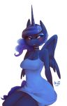  anthro blush clothed clothing equine female friendship_is_magic glo-in-the-dark horn mammal my_little_pony princess_luna_(mlp) sitting solo winged_unicorn wings 