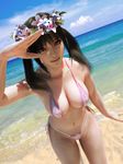  1girl 3d beach bikini erect_nipples flower incise_soul m-rs solo swimsuit 