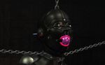  bdsm blindfold bondage bound chained collar earmuffs encased encasement female gagged gimpsuit girl helpless immobilization isolation latex leather padlock pink_lips rivets rubber sensory_deprivation sexy slave submissive torture wired woman 