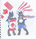  canada female lucario male nintendo pok&eacute;mon silly traditional_media_(artwork) united_states_of_america video_games 