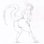  breasts butt dragon female plain_background sketch t3gray traditional_media_(artwork) 