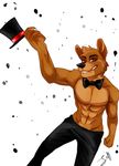  abs animatronic bear bow_tie eoki-san_(artist) five_nights_at_freddy&#039;s freddy_(fnaf) hat machine mammal mechanical muscles pecs red_eyes robot top_hat video_games 