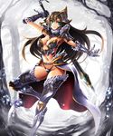  aqua_eyes armor bikini_armor gradient gradient_background kurobuchi_numama smile solo sword 