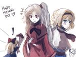  alice_margatroid blonde_hair blue_eyes bouquet bow capelet english expressionless flower grey_hair hair_bow hairband long_sleeves mother's_day multiple_girls puppet red_eyes ribbon shanghai_doll shinki short_hair sketch smile string touhou touhou_(pc-98) zarisu 