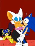  2015 anthro bat big_breasts breasts cat cleavage clothed clothing dreamcastzx feline female grope hedgehog honey_the_cat imminent_sex male mammal rouge_the_bat skimpy sonic_(series) sonic_the_hedgehog underwear 