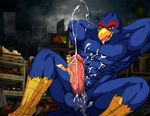  abs anthro avian balls beak biceps bird blue_body blue_eyes blue_hair canine cock_worship cum cum_covered cum_on_chest cum_on_face cumshot destruction erection excessive_cum falco_lombardi feathers fox fox_mccloud fur group hair hands_behind_head humanoid_penis jrbart licking macro male male/male mammal messy muscles nintendo nude orgasm penis star_fox tongue tongue_out vein veiny_penis video_games wolf wolf_o&#039;donnell 