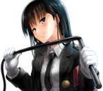  amagami ayatsuji_tsukasa black_hair black_neckwear blush extraction gloves grey_eyes long_sleeves looking_at_viewer necktie solo suit_jacket tooi_aoiro transparent_background uniform whip white_gloves 