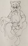  anthro anus bottomless bulge cat celestial clothed clothing disney douglas_benson feline half-dressed jockstrap looking_down male mammal monochrome necktie open_mouth pencil_(artwork) shirt sitting sketch solo spread_legs spreading talespin traditional_media_(artwork) underwear undressing whiskers 