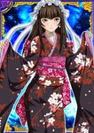  brown_hair card_(medium) female ikkitousen japanese_clothes kimono long_hair official_art smile ten&#039;i_(ikkitousen) ten'i_(ikkitousen) 