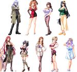  ashley_rose black_hair black_legwear blonde_hair blue_eyes breasts brown_hair dress evelyn_rose flower formal full_body game_cg glasses hair_flower hair_ornament high_heels huge_breasts koko_(tsuma_killer) large_breasts long_hair minase_tsukiko multiple_girls nakaya_shiori oomiya_mariko oomiya_rikako orange_hair ore_wa_tsuma_killer pantyhose red_eyes ribbon school_uniform short_hair side_ponytail skirt slippers sonomura_meiko sonomura_mimi suit sunflower_hair_ornament thighhighs twintails very_long_hair white_background 