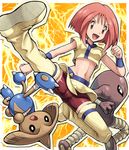  :d bangs bike_shorts bob_cut boots breasts brown_eyes chigusa_(pokemon) clenched_hand crop_top electricity foreshortening full_body gen_1_pokemon gen_2_pokemon glowing hitmonlee hitmontop kicking looking_at_viewer midriff navel open_mouth orange_background outline pink_hair pokemoa pokemon pokemon_(anime) pokemon_(creature) shirt short_hair short_sleeves skirt small_breasts smile spread_legs thigh_boots thigh_strap thighhighs v-shaped_eyebrows wristband yellow_footwear yellow_legwear 
