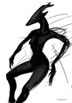  black_scales breasts dragon female horn nude scalie sitting sketch thin_waist wide_hips zaggatar 