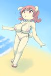  beach bikini breasts canine clothing cream_fur dog female fur hair kemono mammal pink_hair red_eyes seaside swimsuit unknown_artist water 