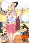  1boy 1girl breasts chi-chi_(dragon_ball) cleavage dragon_ball dragonball_z kaputo99 large_breasts photoshop son_goten wide_hips 