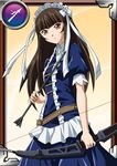  1girl arrow brown_hair card_(medium) female ikkitousen long_hair official_art ten&#039;i_(ikkitousen) ten'i_(ikkitousen) weapon 