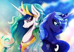  2015 duo equine female feral friendship_is_magic horn mammal my_little_pony princess_celestia_(mlp) princess_luna_(mlp) rariedash sibling sisters winged_unicorn wings 