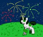  equine fireworks grass horn horse male mammal my_little_pony pony puppyloveimani sky smile unicorn 