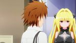  1boy 1girl animated animated_gif blonde_hair censored konjiki_no_yami punch punching to_love-ru to_love-ru_darkness yuuki_rito 