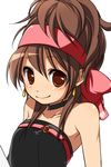  bare_shoulders brown_eyes brown_hair choker earrings flat_chest hairband jewelry kosumo momoko_(king_of_fighters) solo the_king_of_fighters 