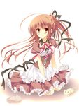  asakura_hayate brown_eyes brown_hair cat little_busters! long_hair natsume_rin ponytail solo waitress 