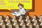  1girl animated animated_gif apron brown_hair clone glasses hair_up long_hair marching non-web_source screencap takanashi_souta taneshima_popura waiter waitress working!! 