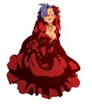  blue_hair bonnet breasts cross dress flower genderswap genderswap_(mtf) gown jewelry kamina kneeling matsukaze_yukiji medium_breasts necklace one_eye_closed red_dress rose short_hair smile solo tengen_toppa_gurren_lagann 