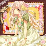  bad_id bad_pixiv_id blonde_hair dress flower gingerbread_man heart jewelry lace long_hair mole mole_under_eye original ring solo squirrel uni_(gumin) yellow_eyes 