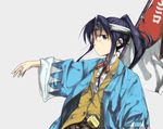  amakusa_shino bad_id bad_pixiv_id cosplay haori headband highres japanese_clothes long_hair oniniku school_uniform seitokai_yakuindomo shinsengumi solo 