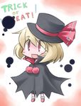  blush_stickers cape chibi english fang halloween hat kugelschreiber open_mouth rumia solo touhou trick_or_treat 