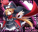  blazblue blonde_hair bow character_name chibi gii long_hair nago rachel_alucard red_bow red_eyes reku solo 