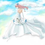  angel_beats! bride closed_eyes cloud dress elbow_gloves gloves gown kimura_shiki long_hair md5_mismatch pink_hair solo wedding_dress yui_(angel_beats!) 