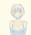  a1 ayanami_rei breasts covered_nipples face highres monochrome neon_genesis_evangelion non-web_source short_hair sketch small_breasts smile solo sweat tank_top 