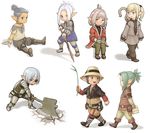  androgynous axe bad_id bad_pixiv_id eyepatch final_fantasy final_fantasy_xiv glasses hat highres lalafell multiple_girls pointy_ears polearm samtx spear staff weapon 