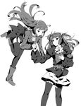  armband book greyscale hair_bobbles hair_ornament holding_hands legs mammon monochrome multiple_girls stakes_of_purgatory thighhighs twintails umineko_no_naku_koro_ni ushiromiya_ange weee_(raemz) 