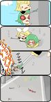  bow bug chibi cicada comic goggles gumi hair_bow insect kagamine_rin multiple_girls poking sachirou scared shoes silent_comic spring_onion vocaloid 