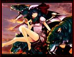  animal bad_id bad_pixiv_id barefoot bat_wings blue_hair feet hat highres leaf mouth_hold purple_eyes remilia_scarlet sitting solo touhou virus_(obsession) wings 