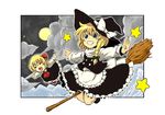  bad_id bad_pixiv_id blonde_hair closed_eyes hat kirisame_marisa moon multiple_girls outstretched_arms rumia spread_arms star touhou tsuttsu 