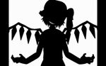  bad_apple!! evil_grin evil_smile flandre_scarlet greyscale grin highres monochrome screencap side_ponytail silhouette smile solo touhou wings 