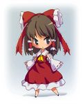  animated animated_gif bow detached_sleeves hair_bow hakurei_reimu kanihira lowres purple_eyes ribbon short_hair solo spinning touhou 