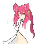  animal_ears arc_system_works blazblue brown_eyes cat_ears cat_eyes glasses kokonoe kokonoe_(blazblue) labcoat long_hair pink_hair ponytail ribbon slit_pupils tanuki5 yellow_ribbon 