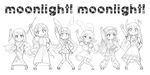  everyone ex-keine fujiwara_no_mokou greyscale houraisan_kaguya inaba_tewi kamishirasawa_keine monochrome multiple_girls reisen_udongein_inaba rsk touhou yagokoro_eirin 