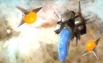  cloud flying irem jack_hamster no_humans r-type r-type_leo realistic science_fiction sky space_craft starfighter 