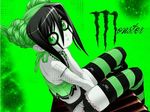  black_hair green_eyes green_hair monster_energy_drink photoshop thighhighs thighighs two-tone_hair 