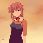  bad_id bad_pixiv_id bow elfen_lied horns lucy pink_hair red_eyes ribbon short_hair simple_background solo yayoi_(pipi) 