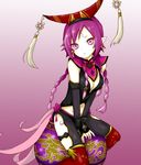  braid braids da_ji hat long_hair momomura musou_orochi pale_skin purple_eyes purple_hair sitting tattoo tattoos violet_eyes 