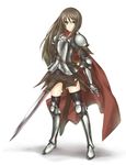  armor bad_id bad_pixiv_id blue_eyes brown_hair cape generation_of_chaos solo sword takemori_shintarou thighhighs weapon 