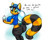  big_breasts big_butt breasts butt clothed clothing female food huge_breasts ice_cream ice_cream_cone mammal norithics ringtail sunni_smiles tail_binding work_uniform 